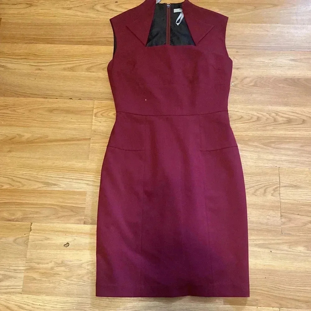 Andrew Marc Sheath Dress - Burgundy- Excellent Condition- Size 4 - Above Knee
